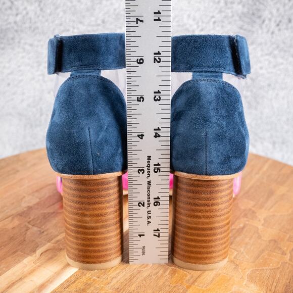 Jeffrey Campbell Purdy Pink Blue Suede Strap Heel Pump Ladies Size 7 - Picture 4 of 7